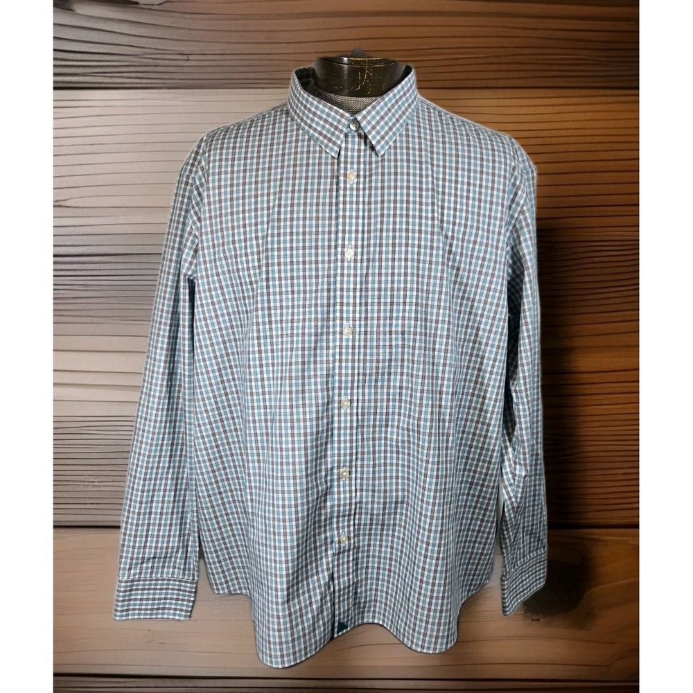 Untuckit Shirt Mens 3XL Blue Checked Long Sleeve Button‎ Up Wrinkle Free